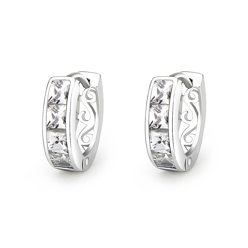 LO5S107 - Sterling Silver Earrings with AAA Grade CZ  in Clear