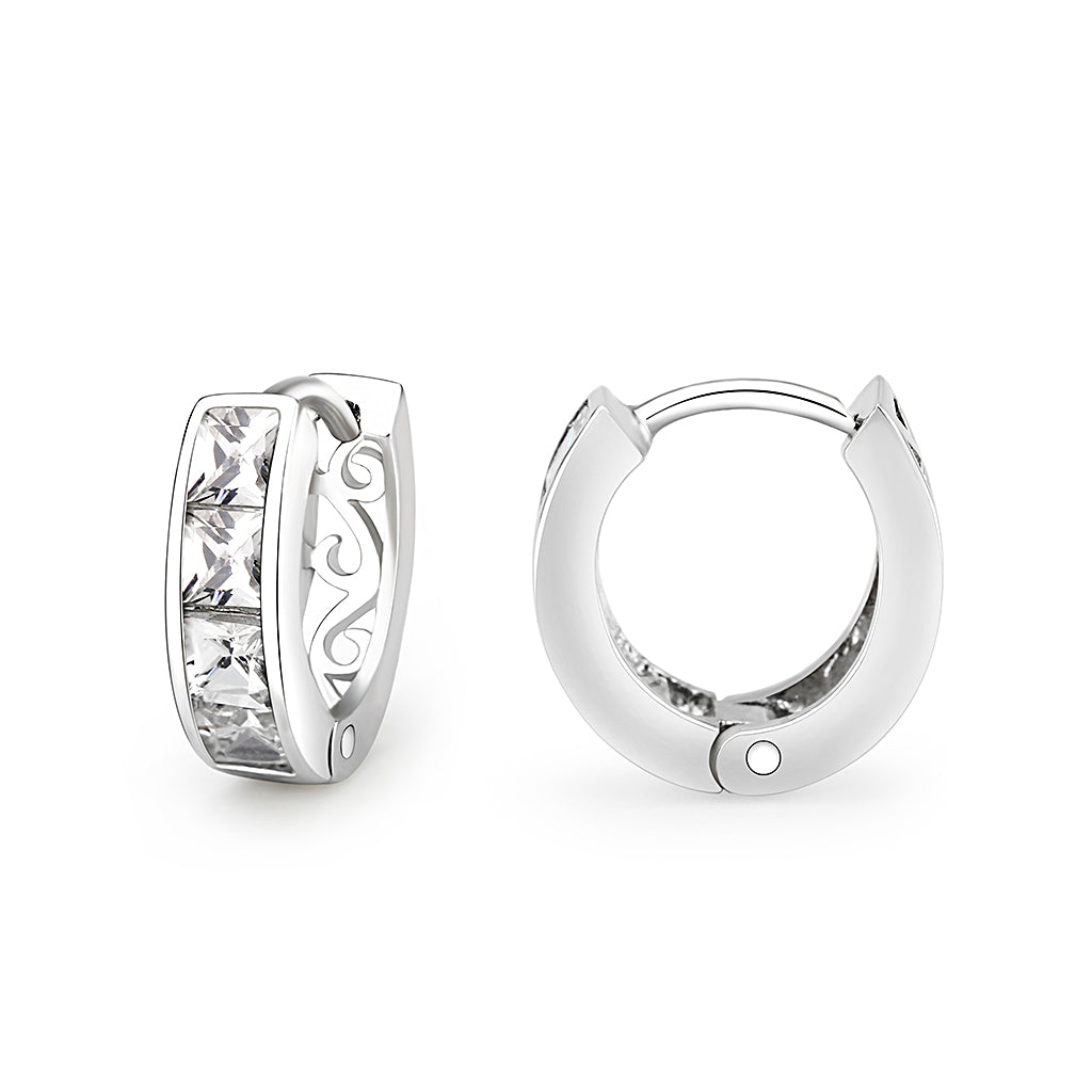 LO5S107 - Sterling Silver Earrings with AAA Grade CZ  in Clear