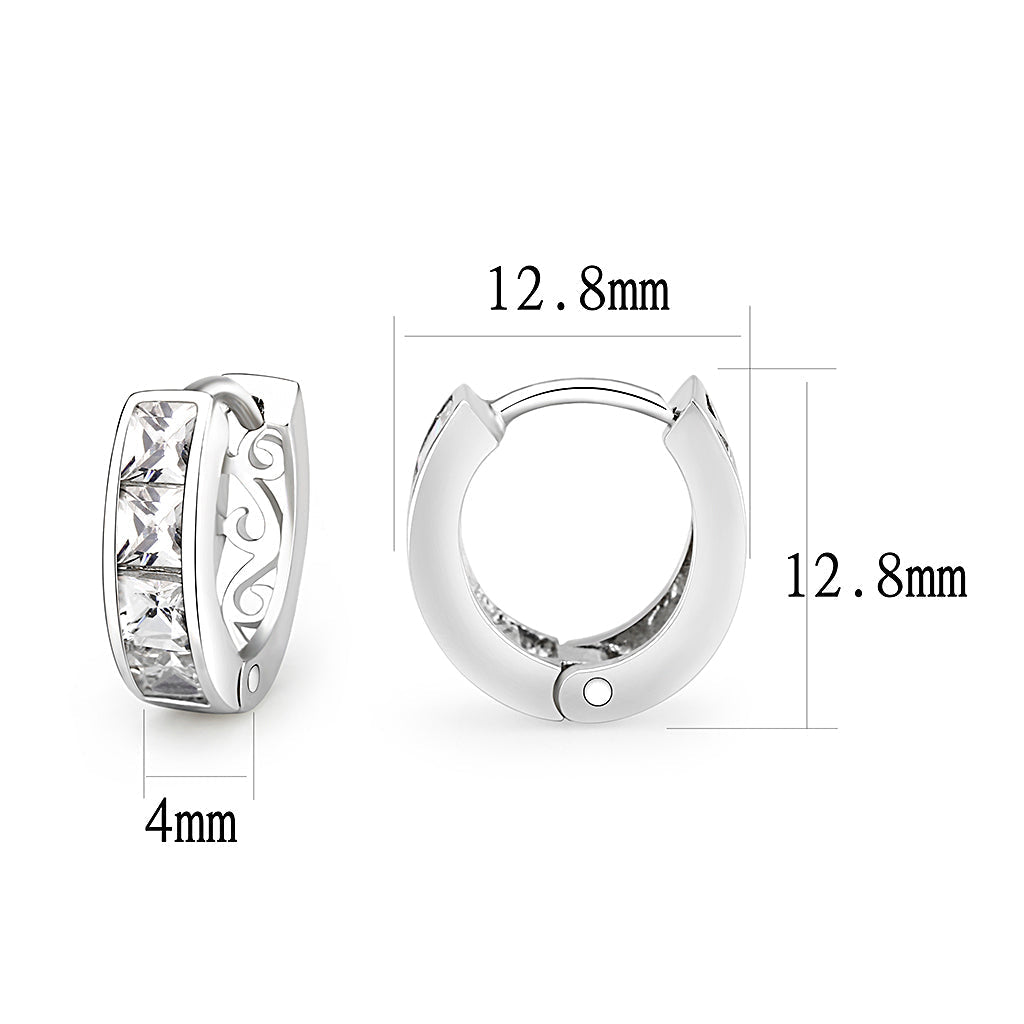 LO5S107 - Sterling Silver Earrings with AAA Grade CZ  in Clear