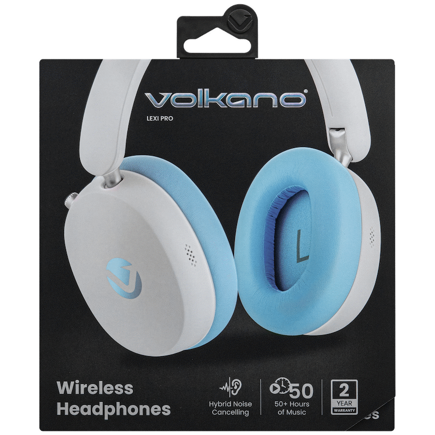 Volkano Lexi Pro Hybric ANC Headphones - Blue/Cream