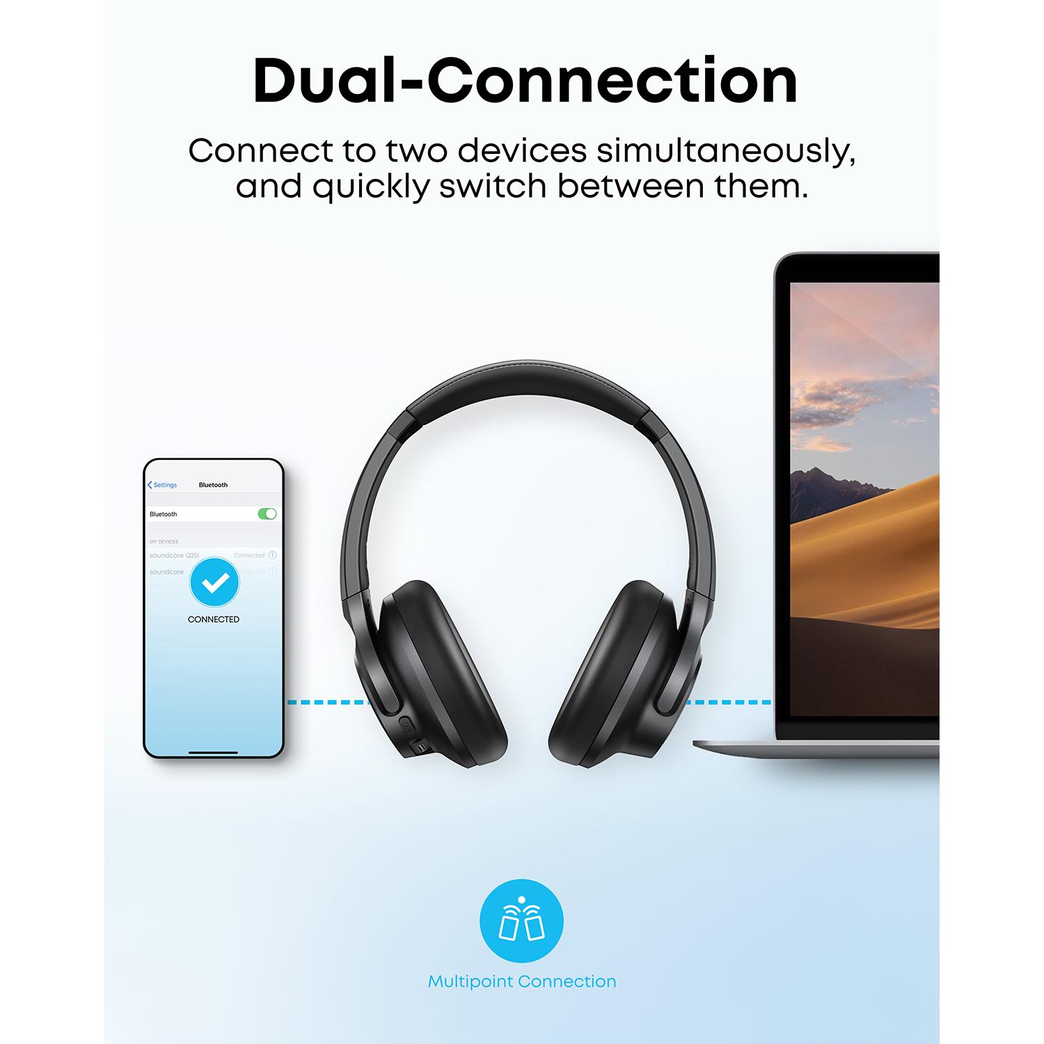 soundcore Q20i Hybrid Active Noise Cancelling Headphones - Black