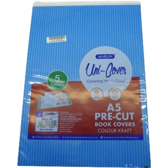 Marlin Kids A5 Precut Book Cover Blue 5 Pack