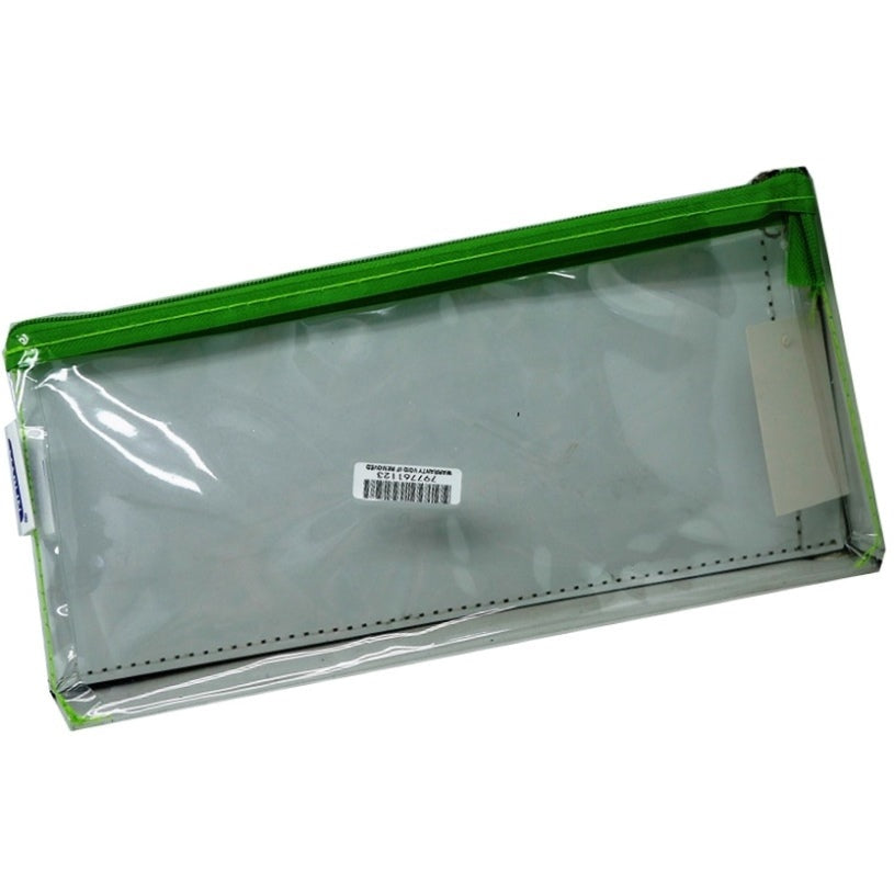 Marlin Clear PVC 23cm Pencil Bag Green Zip 23cm x 11cm