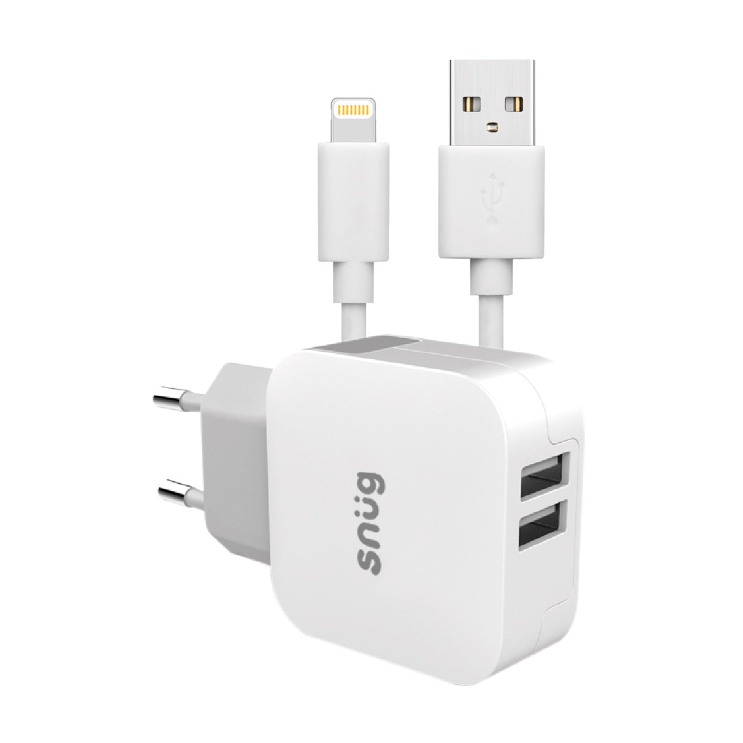 Snug 2 Port USB Home Charger With MFI Lightning Cable 3.4AMP