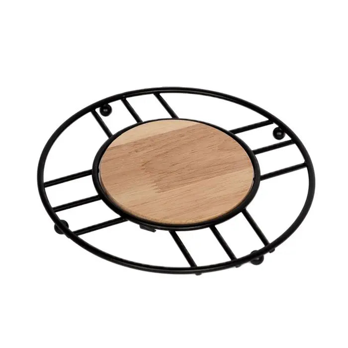 Trivet, Black, Wood Base