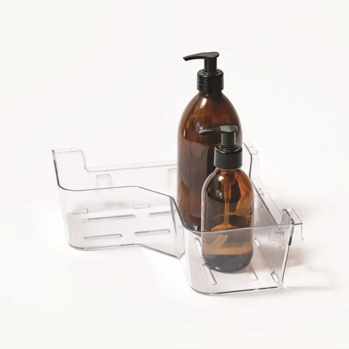 Corner Shelf Organiser, Wall Mount, Stick-On, Clear