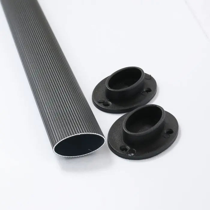 Oval Rail, Aluminium, Black, 1 Meter, Includes Holders