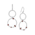 Rhodium Plated Garnet and Hammered Circle Drop Earrings