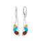 Oblong Multi Color Amber and Turquoise Lever Earrings