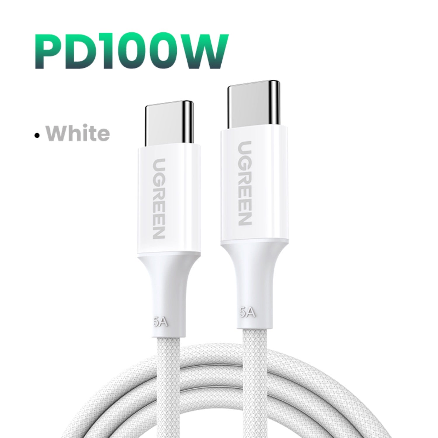 UGREEN Type-C To Type-C Braided Cable 100W 2 Metre - White
