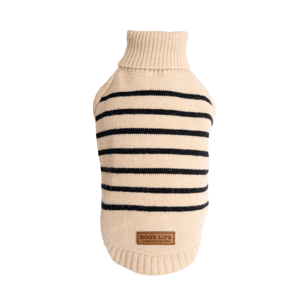 Dog's Life Polo Neck Striped Poullover Khaki XXL