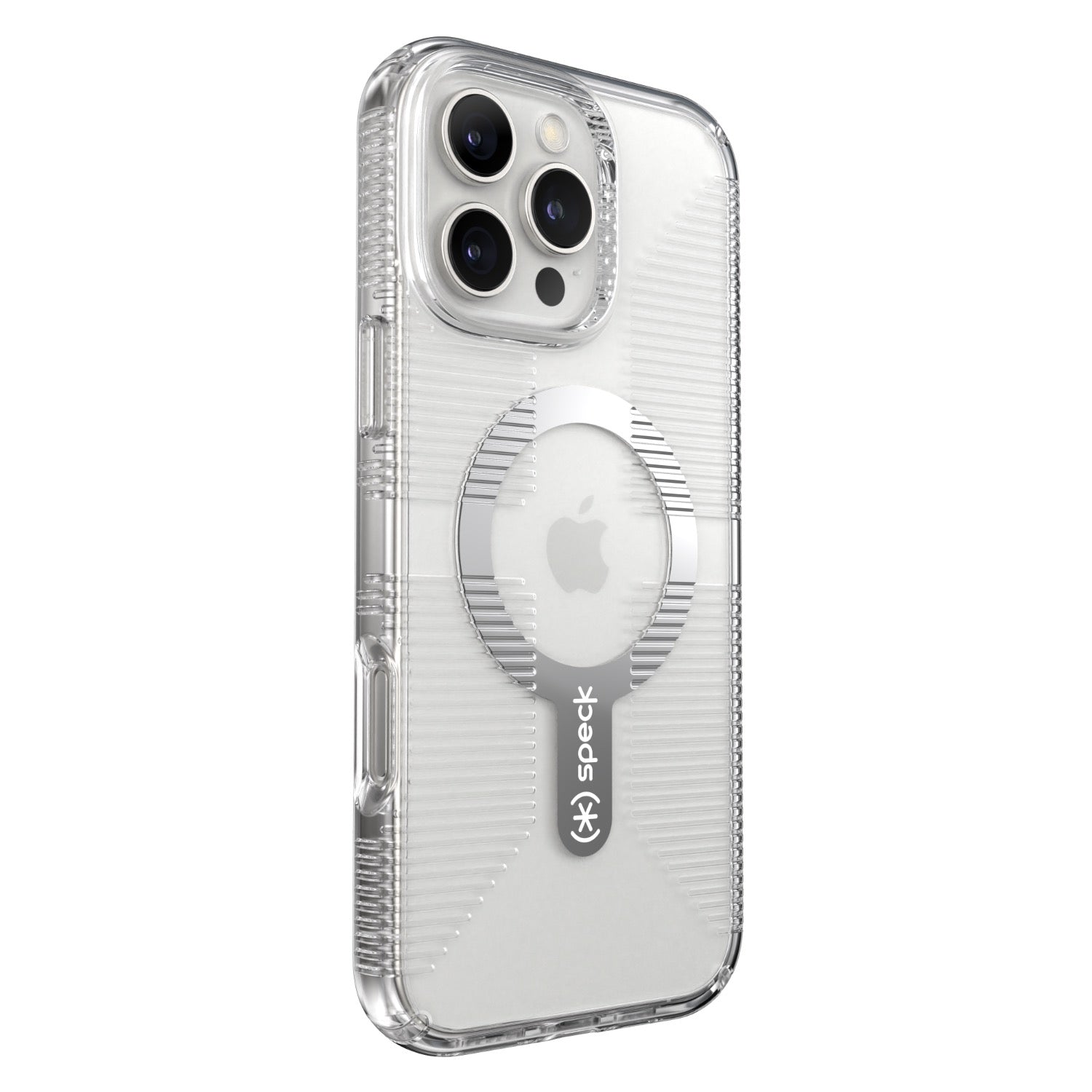 Speck Gemshell Grip MagSafe Case - Apple iPhone 16 Pro Max - Clear & Chrome