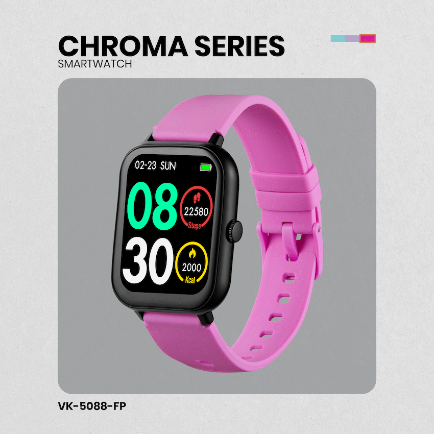 Volkano Chroma Series Smartwatch with Flamingo Pink Strap