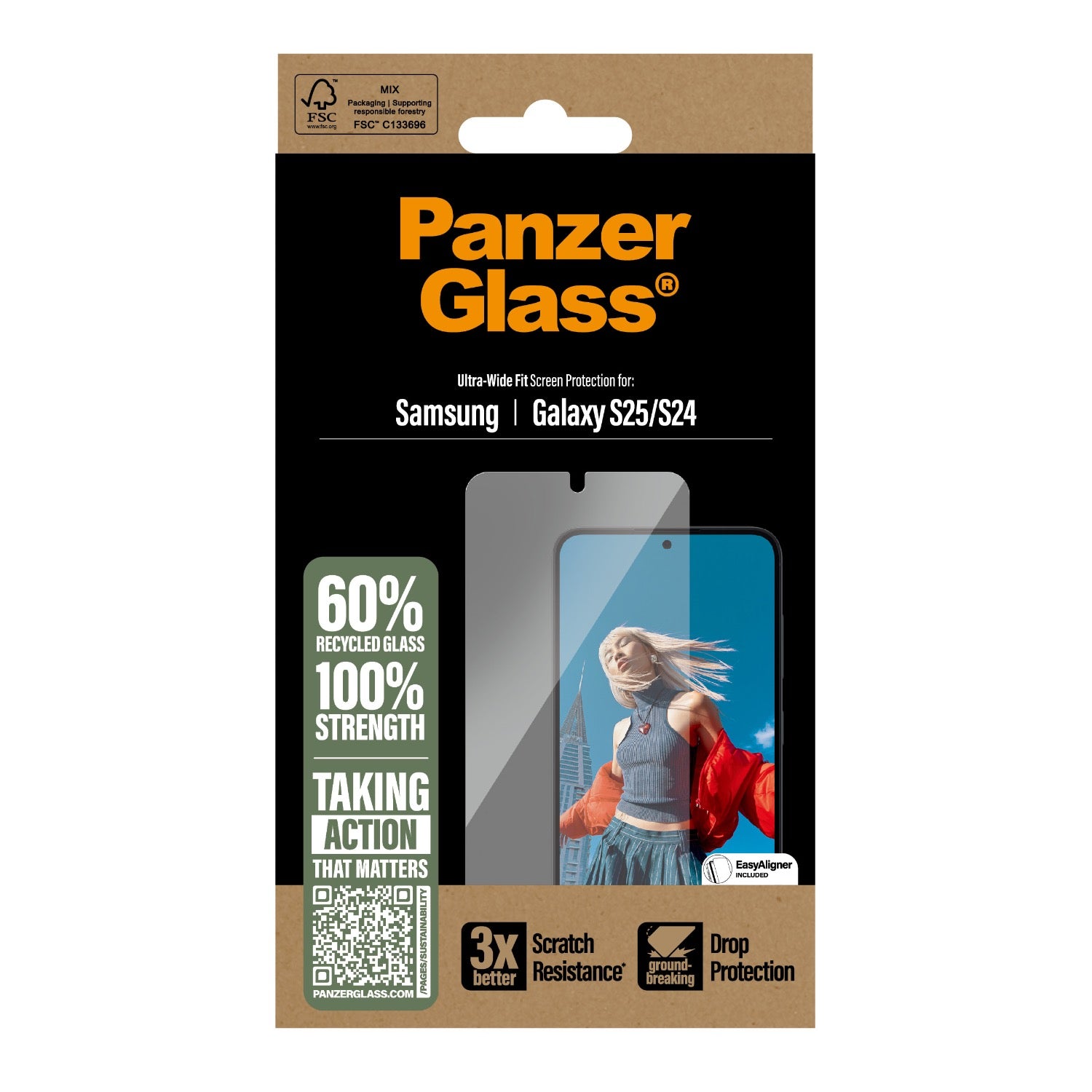 PanzerGlass Screen Protector Ultra Wide Fit - Samsung Galaxy S25 - Clear