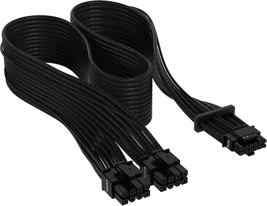 Corsair Premium Individually Sleeved 12+4pin PCIe Gen 5 12V-2x6 600W cable; Type 4; BLACK.