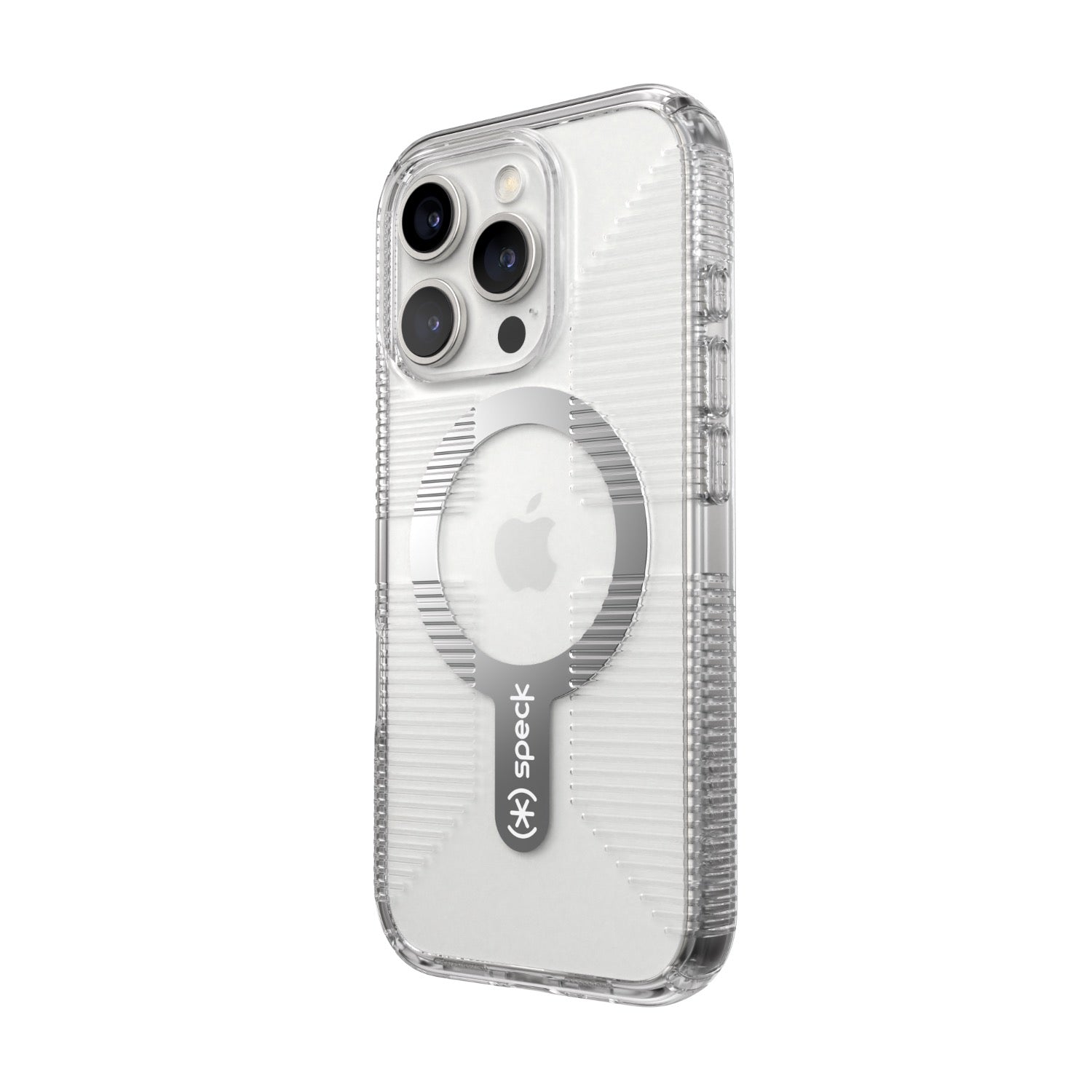 Speck Gemshell Grip MagSafe Case - Apple iPhone 16 Pro - Clear & Chrome