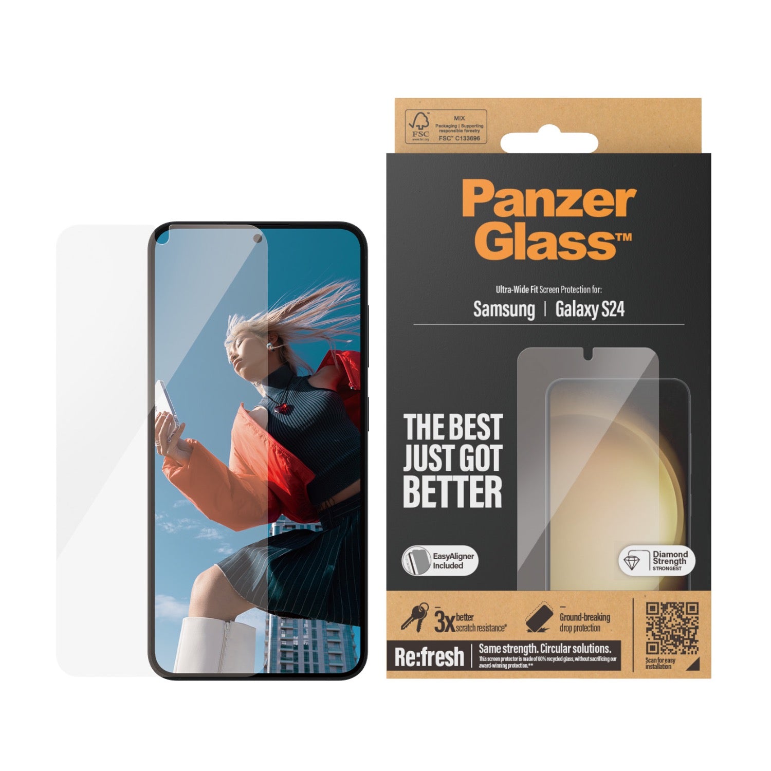 PanzerGlass Screen Protector Ultra Wide Fit With Easyaligner - Samsung Galaxy S24
