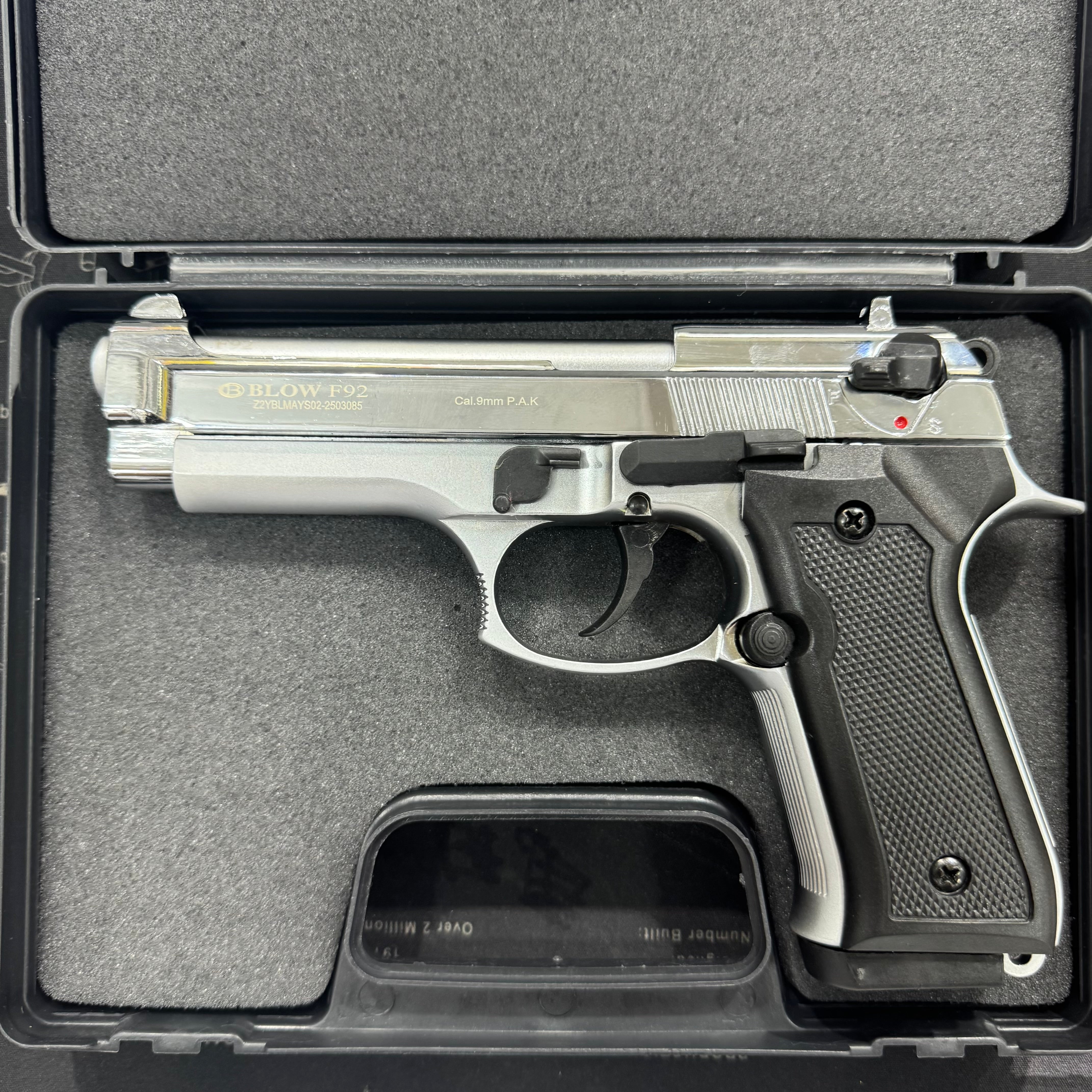 Blow F92 Mat Chrome|Shiny Chrome Blank/Pepper Gun (Semi Auto|15+1|9mm PAK)