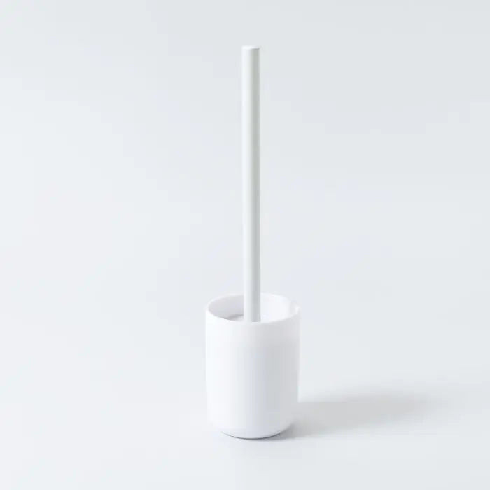 Toilet Brush Holder Set, White, Plastic