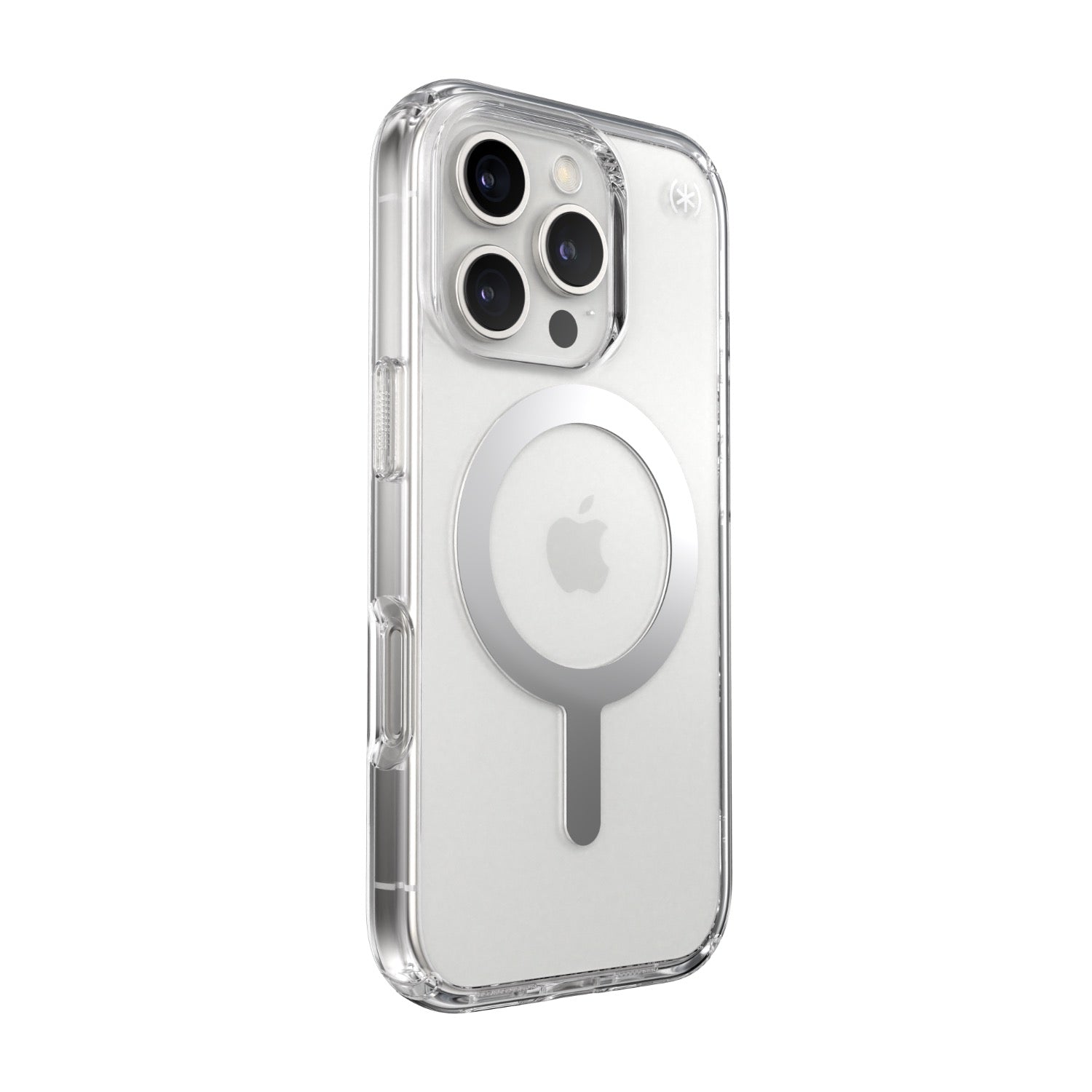 Speck Presidio Perfect Clear MagSafe Case - Apple iPhone 16 Pro - Clear & Chrome