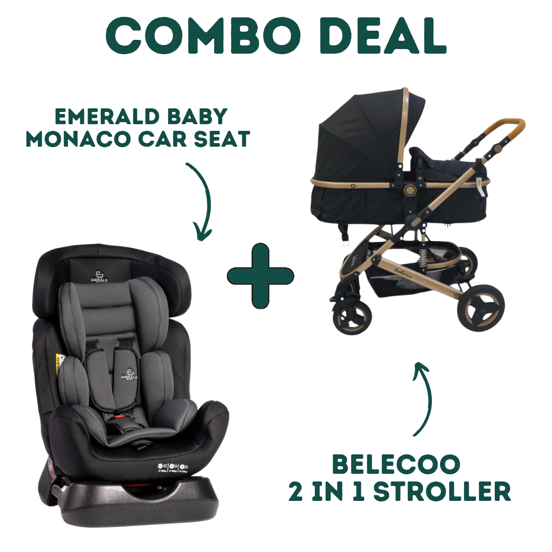 Emerald Baby Monaco Car Seat + 2 in 1 Belecoo Stroller (Black)
