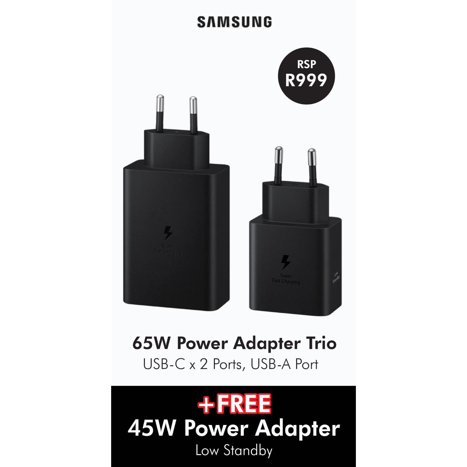 Samsung 65W Wall Charger + FREE 45W Wall Charger