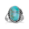Oval Reconstituted Turquoise Floral Design Ring