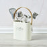 Cutlery Holder, Metal, Ivory, Bamboo Handle