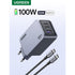 UGREEN 3 Port Wall Charger 100W With Cable - Grey