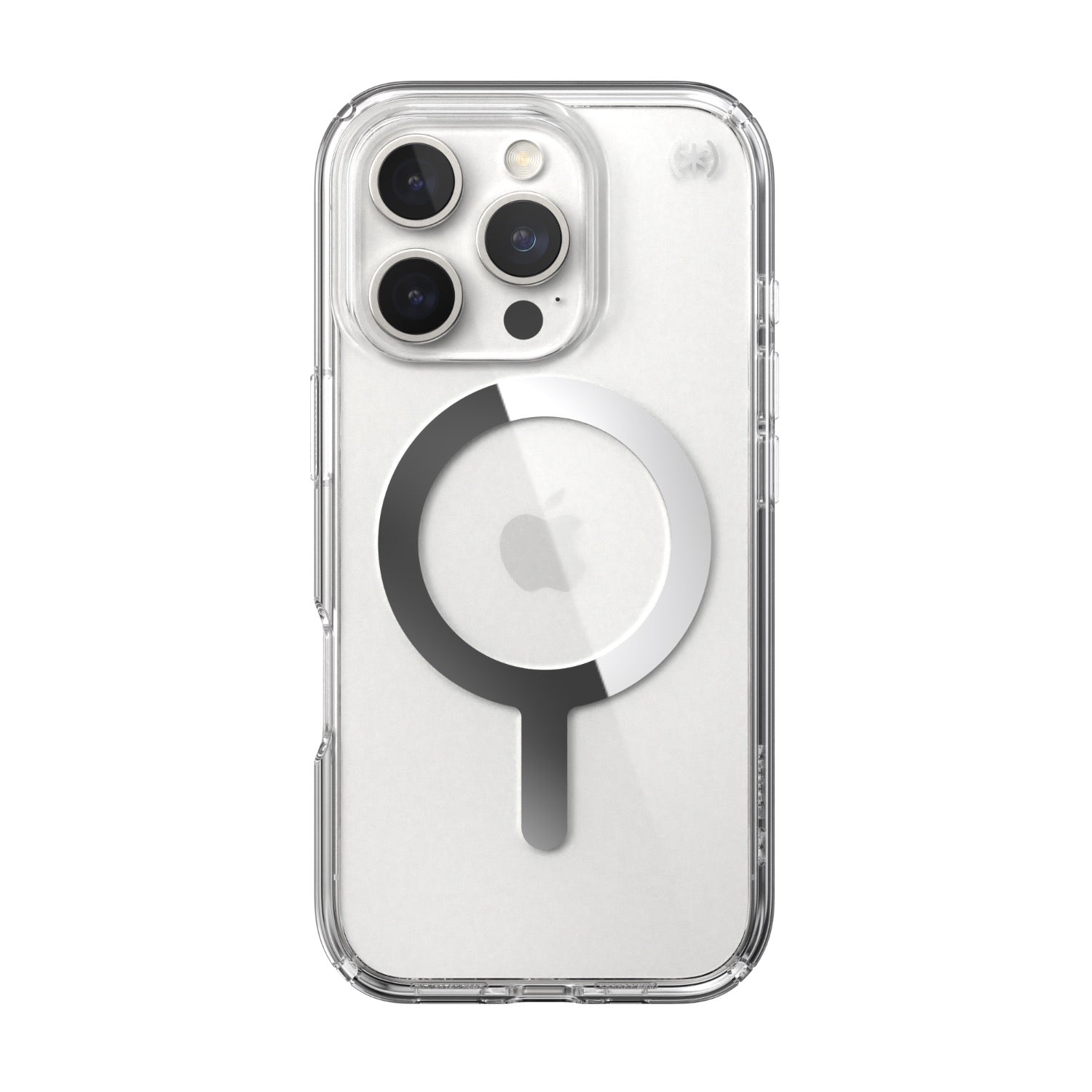 Speck Presidio Perfect Clear MagSafe Case - Apple iPhone 16 Pro - Clear & Chrome