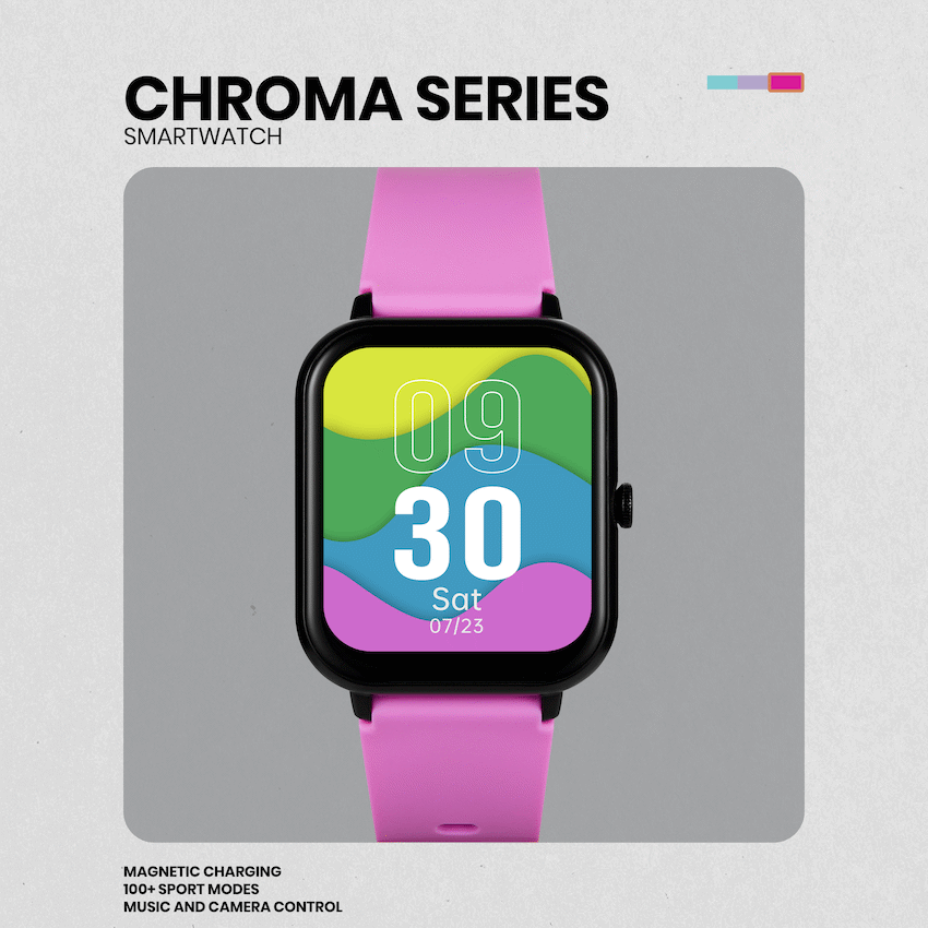 Volkano Chroma Series Smartwatch with Flamingo Pink Strap