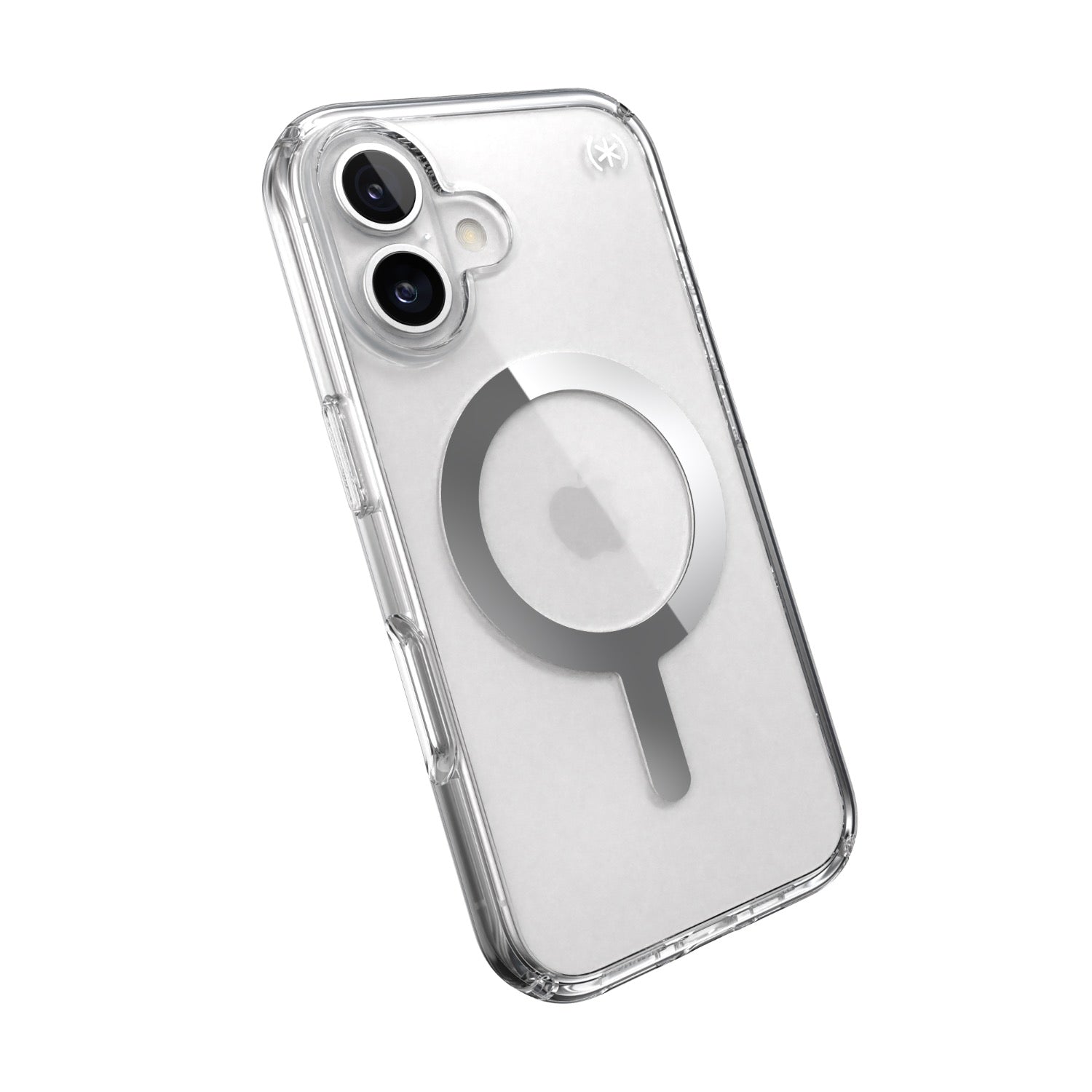 Speck Presidio Perfect Clear MagSafe Case - Apple iPhone 16 - Clear & Chrome