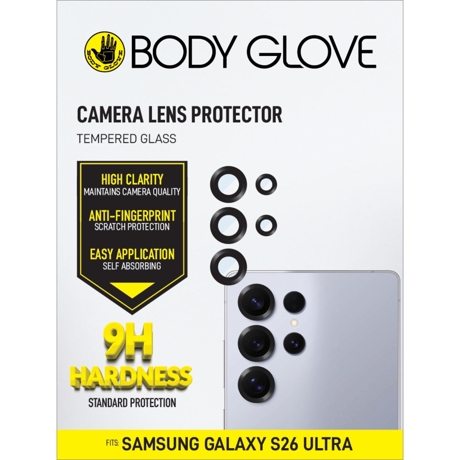 Body Glove Tempered Glass Camera Screen Protector - Samsung Galaxy S26 Ultra - Black Border
