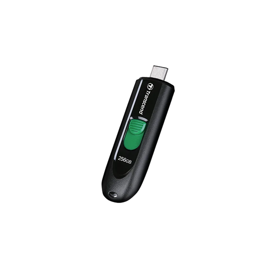 TRANSCEND 256GB JF790C USB C (5Gpbs) CAPLESS FLASH DRIVE - BLACK AND GREEN