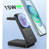 Choetech Fast Wireless 3 In 1 Magnetic Charging Stand T611-F 15W - Black