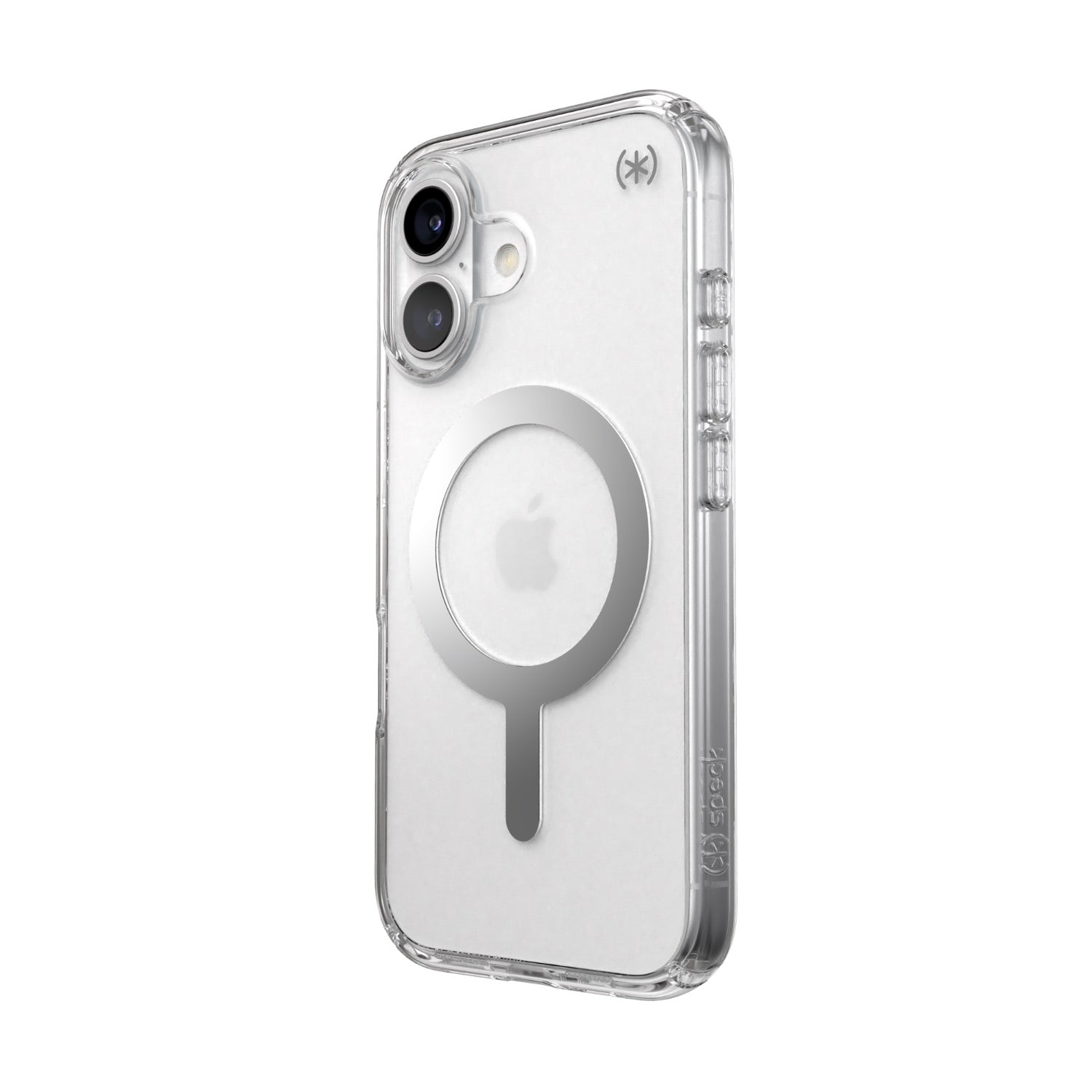 Speck Presidio Perfect Clear MagSafe Case - Apple iPhone 16 - Clear & Chrome