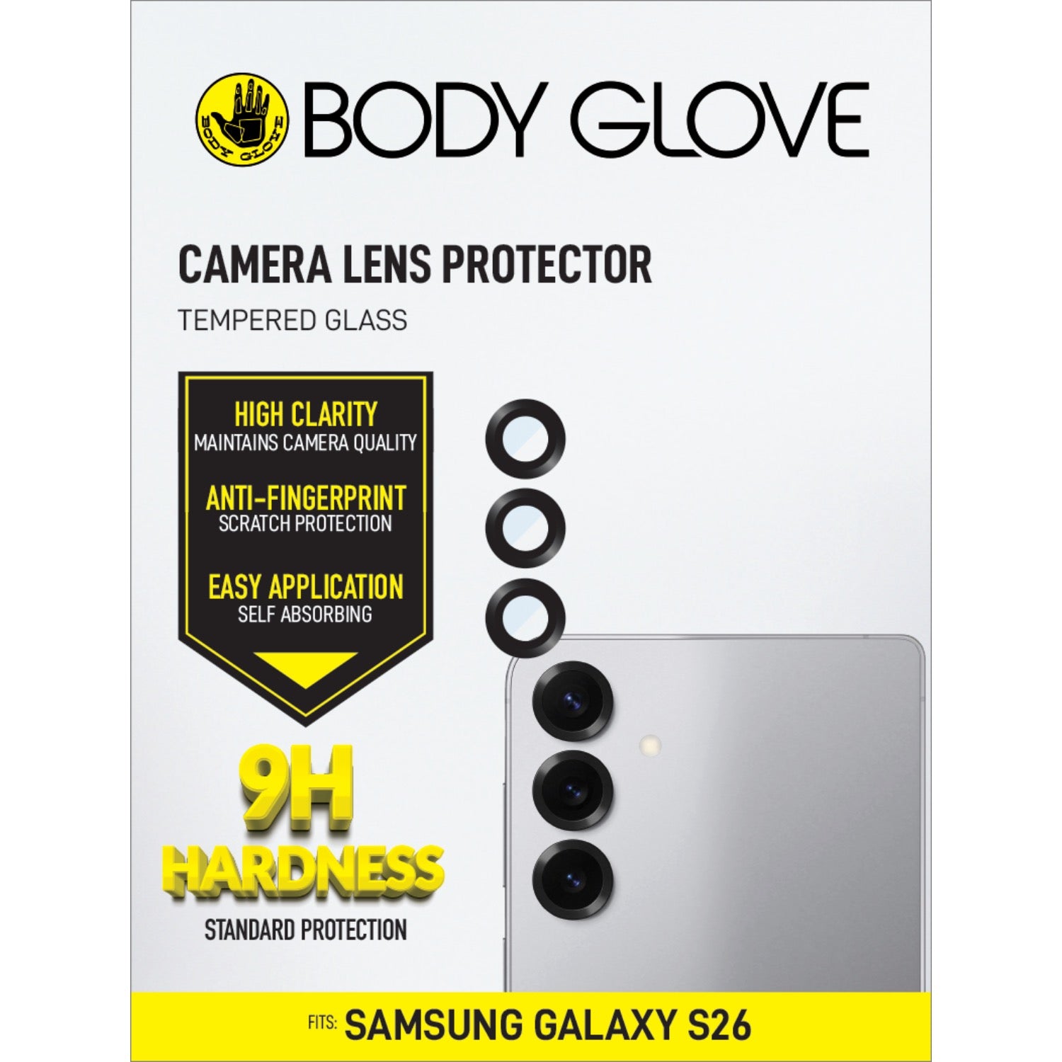 Body Glove Tempered Glass Camera Screen Protector - Samsung Galaxy S26/26+ - Black Border