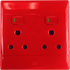 CBI Socket Double 2x16A RSA Dedicated 100x100 Red PS677R-P