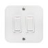 Crabtreee Classic Switch Industrial Two Lever One-Way 20A Steel 75x75 White 7372P