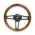 GripForge Woodgrain Classic Steering with Studs & 3-Spoke Matt Black Spoke – 350mm