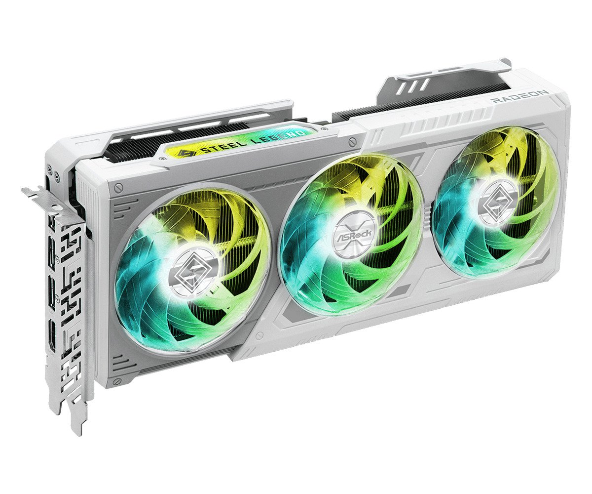 ASROCK AMD Radeon RX 9070 XT Steel Legend 16GB GDDR6 256 Bit PCIe 5.0 x16 800W 2x8-pin 3xDisplayPort 2.1a HDMI 2.1b Graphics Card | SKU ASR-907XSL