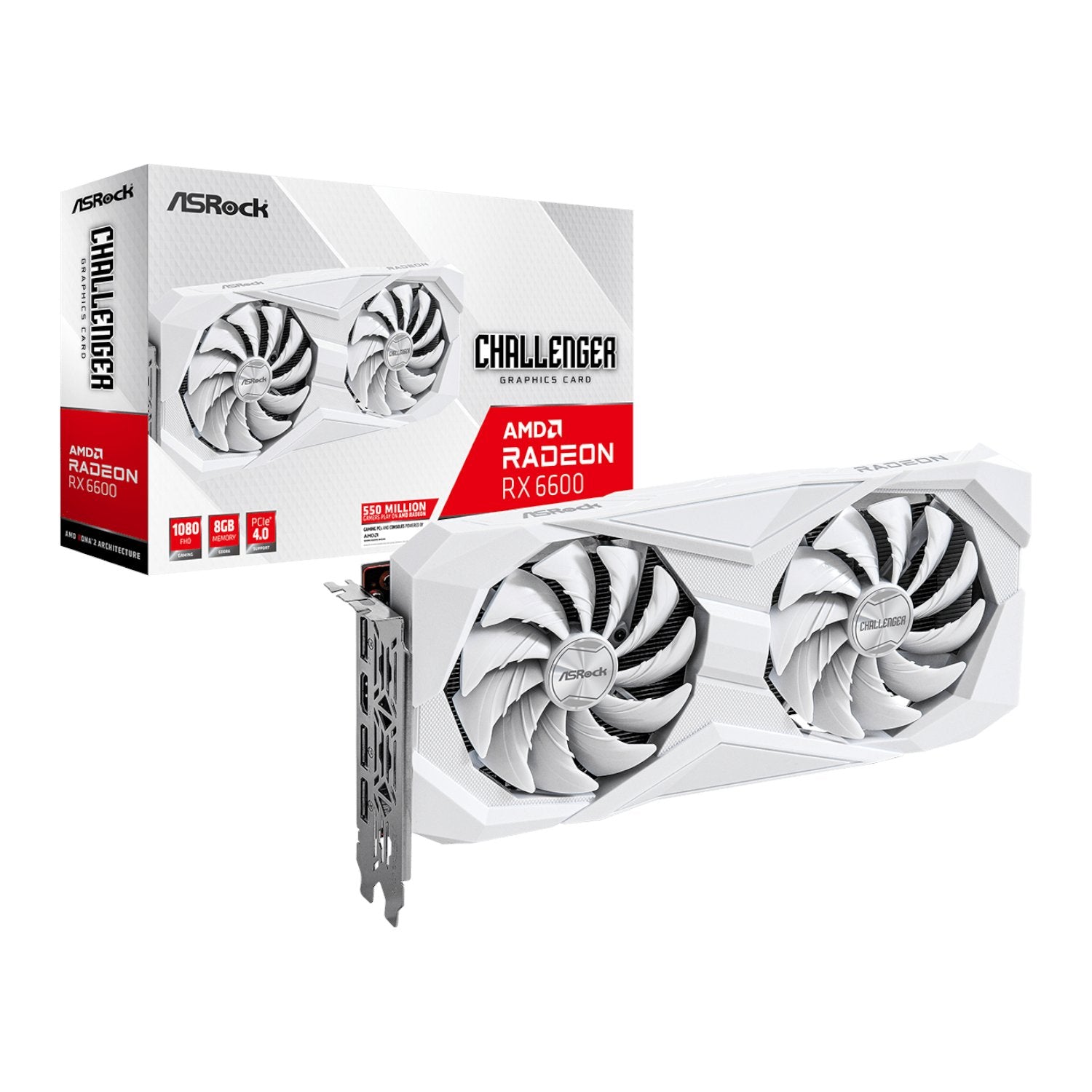 ASRock Radeon RX6600 Challenger D 8G GDDR6 128-BIT Graphics Card - White