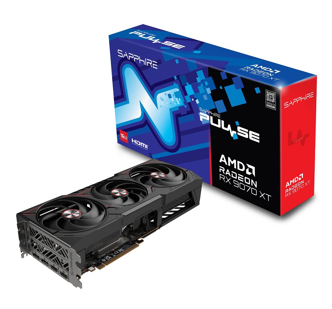 SAPPHIRE Pulse AMD Radeon RX 9070 XT Graphics Card with 16GB Memory, PCI-Express 5.0 x16, AMD RDNA 4 Architecture, DisplayPort 2.1a, 11348-03-20G | SKU AT-P9070XT