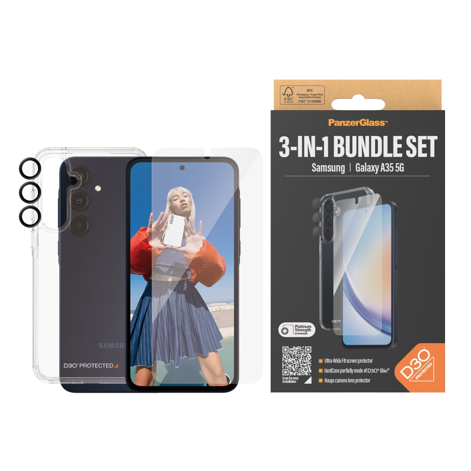PanzerGlass 3-In-1 Protection Bundle - Samsung Galaxy A35 5G