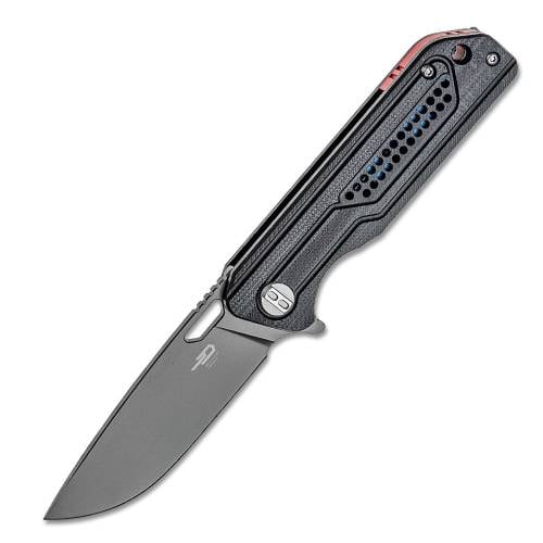 Bestech Circuit D2 Milled Black Contoured G10 Handle - BG35A-2