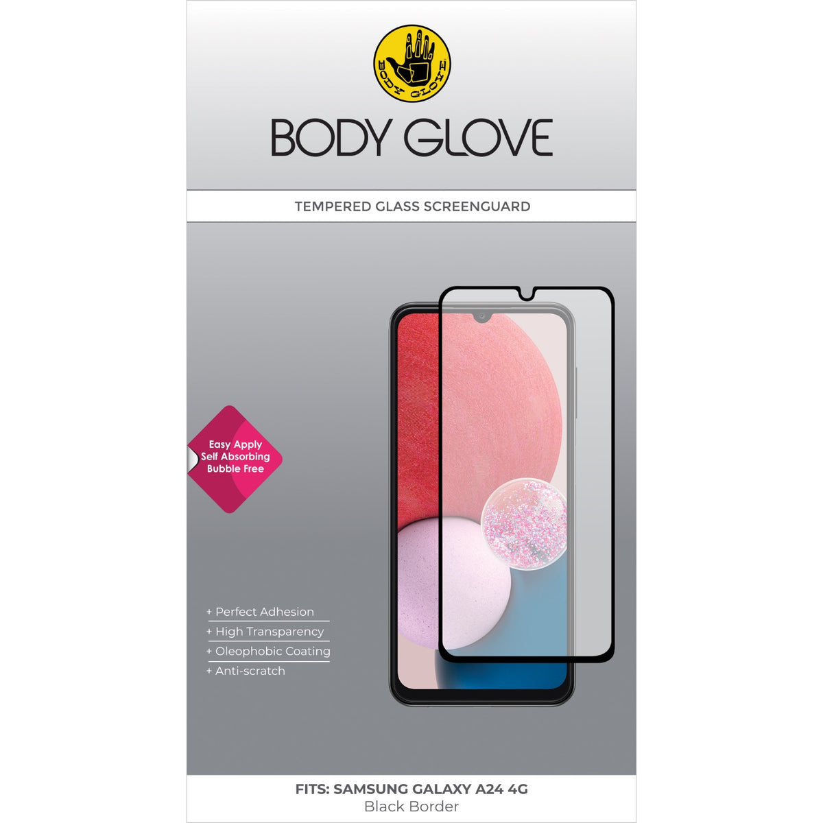 Body Glove Tempered Glass Screen Protector - Samsung Galaxy A25 / A24 - Black Border
