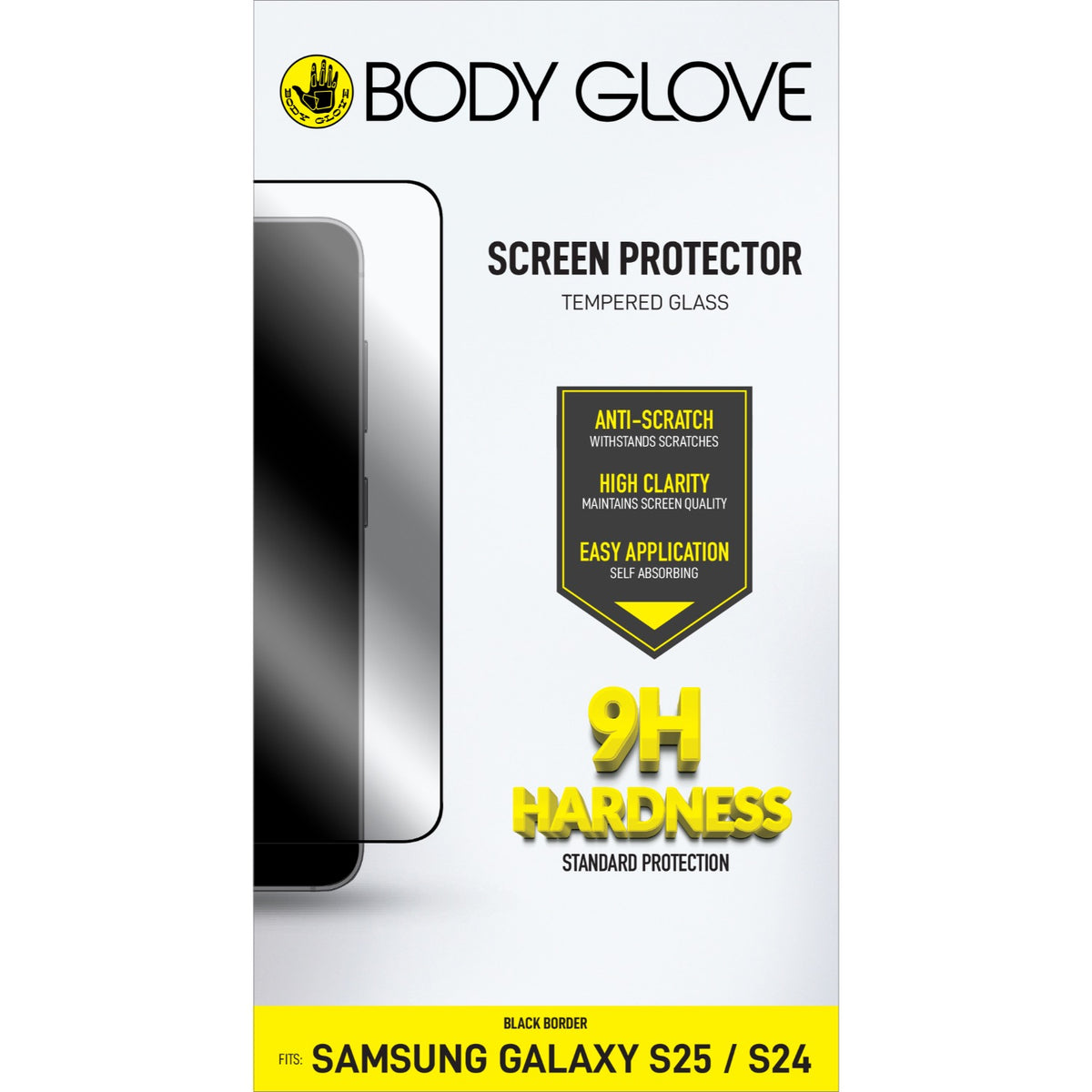 Body Glove Tempered Glass Screen Protector - Samsung Galaxy S25 / S24 - Black Border