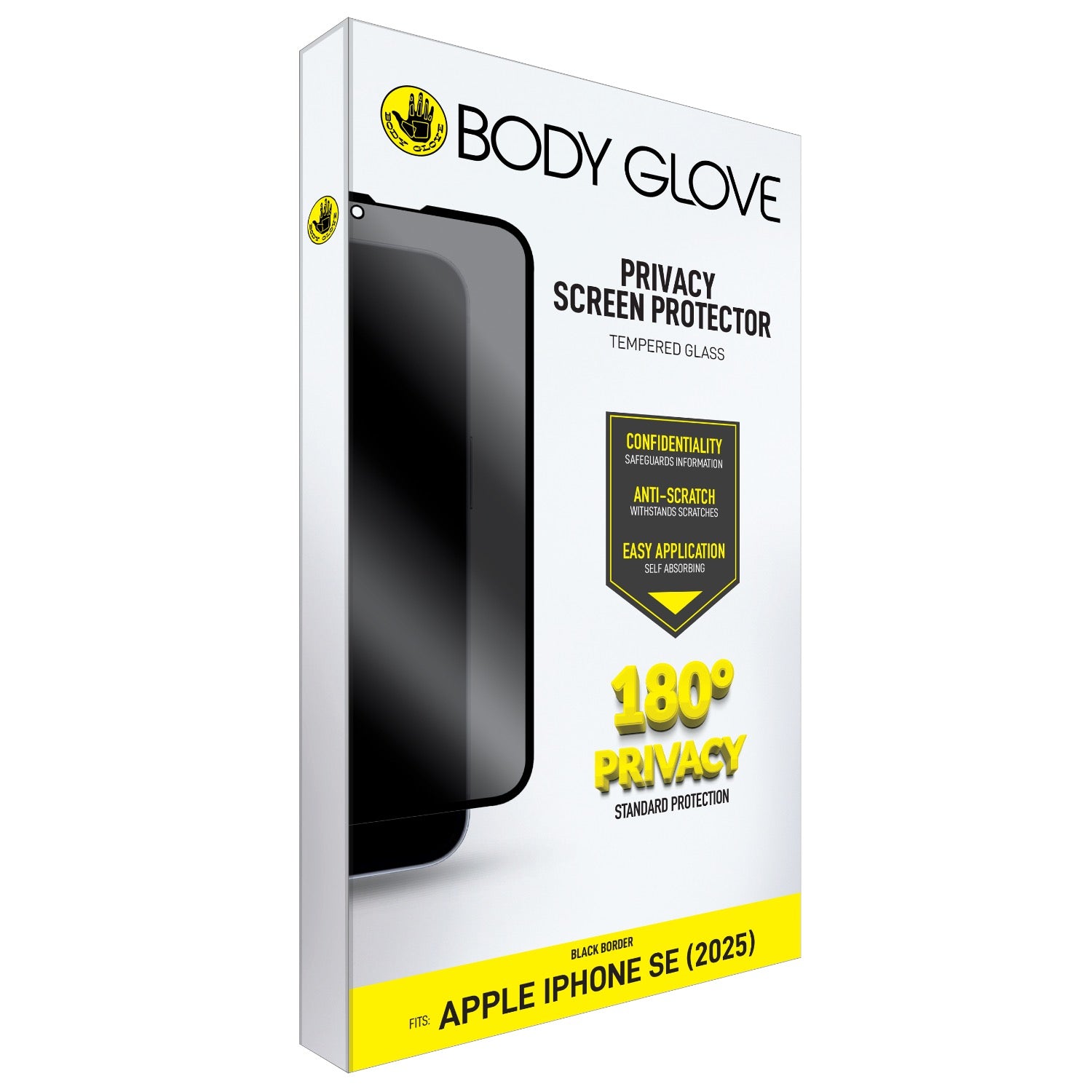 Body Glove Privacy Tempered Glass Screen Protector - Apple iPhone 17e/16e/14/13/13 Pro - Black Border