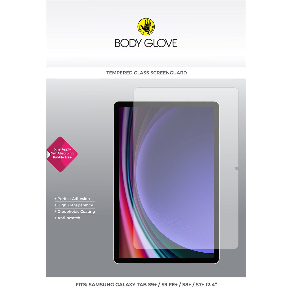 Body Glove Tempered Glass Screen Protector - Samsung Galaxy Tab S10+ / S9+ / S9 FE+ / S8+ / S7+ - Clear