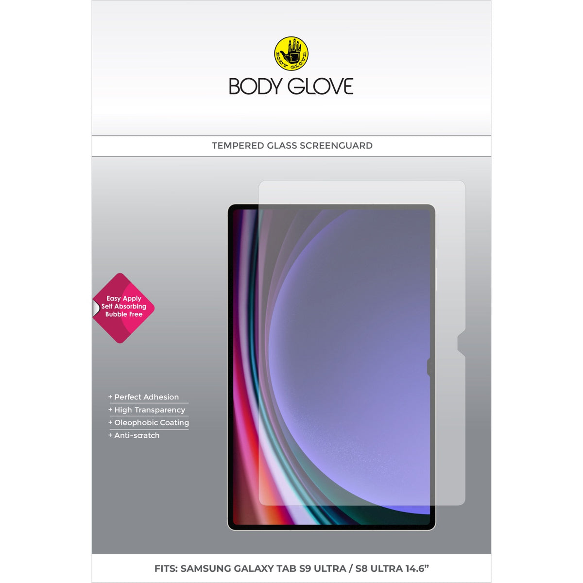 Body Glove Tempered Glass Screen Protector - Samsung Galaxy Tab S11 Ultra / S10 Ultra / S9 Ultra / S8 Ultra - Clear